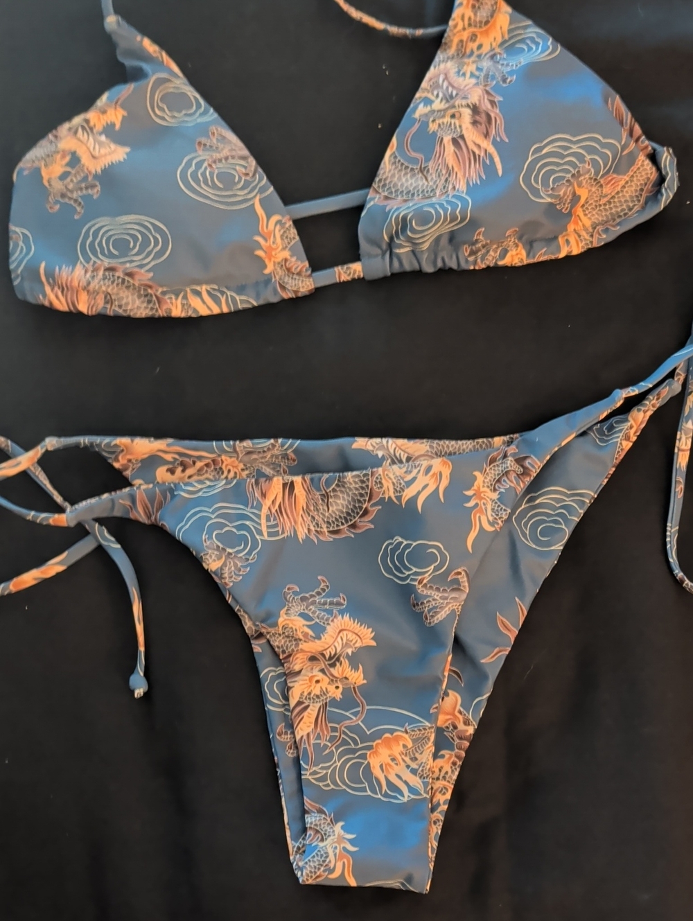Miami Swim ,Blue and Gold,Plus Orange  China Dragon, Bikini Set,W Skirt My Fav.